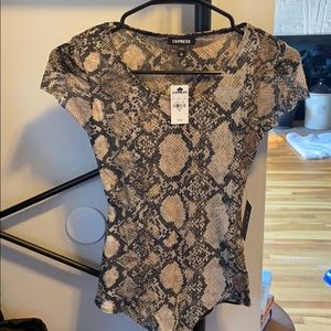New with tags Express snakeskin print bodysuit XS